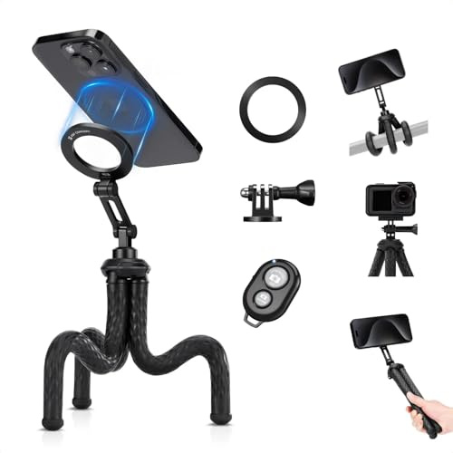 K&F CONCEPT MS36 Trípode Magnético Flexible con Mando a Distancia Mini Trípode con Soporte para iPhone/Sumsung