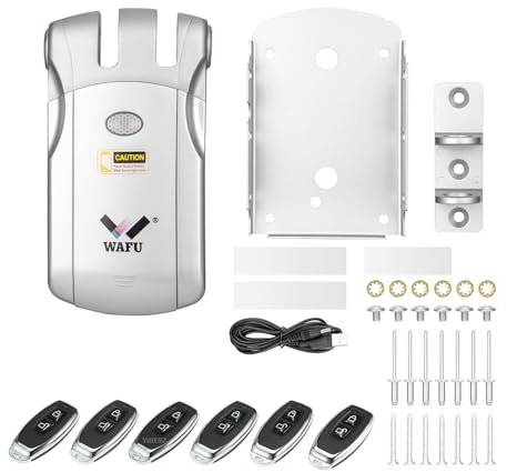 Cerradura de puerta con control remoto Wafu 019, 6 controladores, cerraduras electrónicas invisibles, inalámbrica, sin llave, 433 MHz, Dealbolt, cerradura de respaldo para puerta exterior