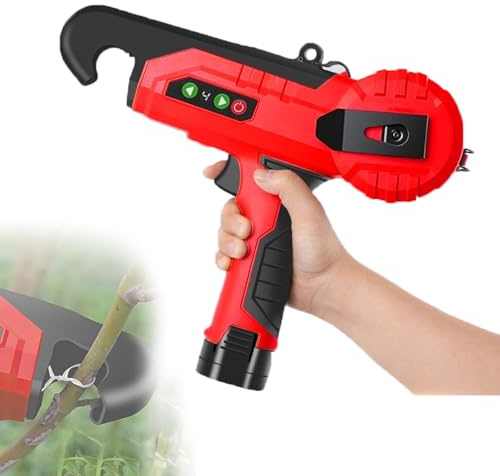 Máquina Atadora Eléctrica Para Plantas, Herramientas Portátiles Para Atar Plantas, 4 Niveles De Ajuste De Tensión, Diámetro Máximo De Atado: 25 Mm, Mango Cómodo, Con 2 Baterías De Litio, Para Verduras