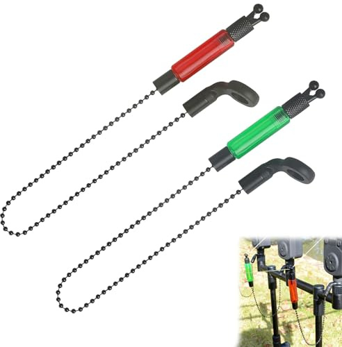 LEOUEANR 2 Pcs Bobbins Bite Indicators, Light Fishing Bobbins Carp Fishing Swingers Soft Iron Chain Swing for Outdoor & Night Carp Accessories