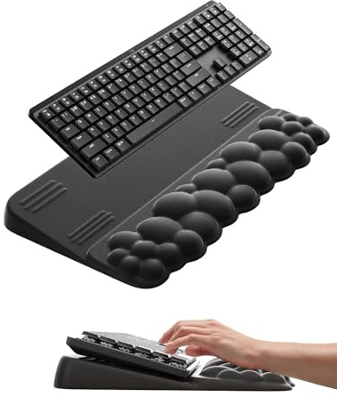 Vaydeer Keyboard Stand with Wrist Rest, Cloud Design, Memory Foam, Black | Memory Foam Support, Non-Slip Base, Lycra Surface, Adjustable Tilt, Cloud-Shaped Design, For Keyboard, Mouse and Desk Use