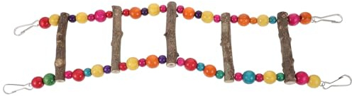 HOUDERCO Scala per Uccelli in Legno Naturale per Piccoli e Medi Pappagalli, Giocattolo da Appendere per Gabbie, per Gioco e Addestramento
