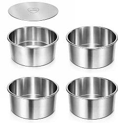 immer Set de 4 Mini Moldes para Tartas de Acero Inoxidable con Fondo Desmontable, 11 cm Ø × 5 cm H, sin Revestimiento sin PFAS de Acero Inox 18/8 Apto para Lavavajillas