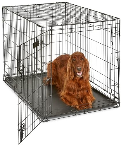 MidWest Homes for Pets 42-Inch iCrate for Large Breeds, 71-90 lbs, Single Door Folding Dog Crate with Divider Panel, Leak-Proof Tray & Secure Latch, Portable, Durable & Easy to Assemble
