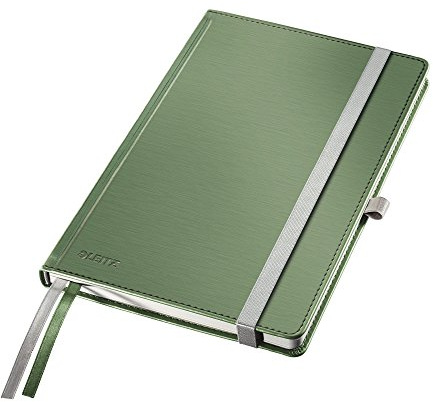 Leitz Notizbuch A5 kariert, 160 Seiten, 80 Blatt, Hardcover mit hochwertigem Bezug, 100 g/m² Papier, Gummizugverschluss, Textilbänder, Stiftelasche, Mit Tasche, Style Serie, Seladon Grün, 44860053