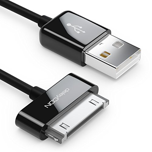 deleyCON 1m 30-Pin USB Kabel Dock Connector Sync-Kabel Ladekabel Datenkabel Kompatibel mit iPhone 4s 4 3Gs 3G iPad iPod - Schwarz