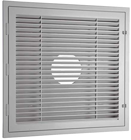 HaVACo 2'x2' Louver Return Grille with Filter Grid, ABS Plastic Lay-In Return with Cut-Away Bull’s Eye Back, 6–16 Inlet Opening, Ceiling Diffuser for Air Vent, Home Improvement, White