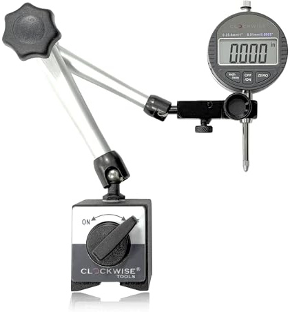 Clockwise Tools Digital Indicator with Magnetic Base Holder Stand, DIBR-0105 0-1 Inch/25.4mm, Inch/Metric Conversion, Auto Off