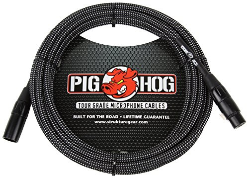 Pig Hog PHM10BKW Hochleistungs-XLR-Mikrofonkabel, gewebt, 3 m, Schwarz/Weiß