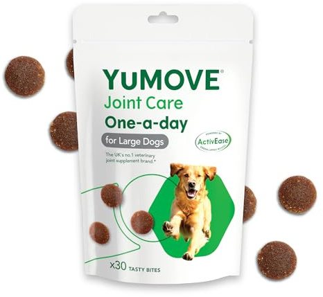 YuMOVE Joint Supplement for Dogs, ONE-A-DAY for Joint Care, Essential Dog Hip and Joint Aid for Stiff Large Dogs with Glucosamine, Chondroitin, Green Lipped Mussel, 30 Chews - 1 Month supply