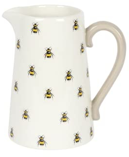 Adorable carafe en céramique blanche avec poignée contrastée – 21,7 cm x 18,2 cm (1 pièce) – Parfait pour la décoration de la maison, cadeau unique de fête des mères