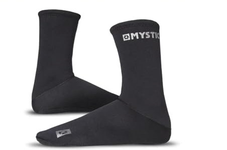 Mystic Watersports - Surf KiteSurf & Windsurfing Semi-Dry Wetsuit Socks - Black - Pre-shaped - Soft touch neoprene (100%)