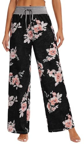 Pantalones de Pijama Lounge para Mujer Pantalones Casuales para Ropa de Dormir, Acampanado Pierna Ancha Salón Recto Suelto Largos, Alta Pilates Baile Jogger Ropa de Casa Baggy Pantalones