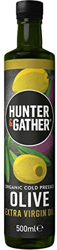Hunter & Gather Extra Virgin Olive Oil - 500ml | Organic and Cold Pressed | Perfect for Drizzling, Dipping and Dressing | Keto, Low Carb & Paleo