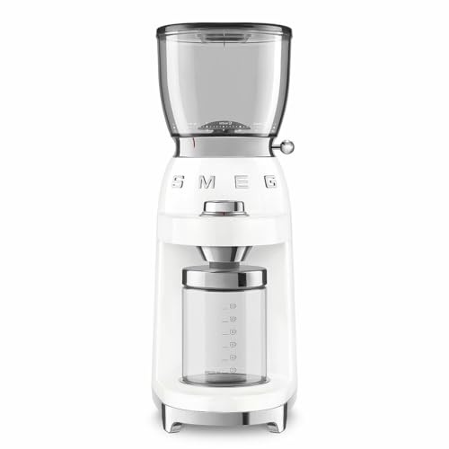 Smeg, Moulin à Café CGF11WHEU, Niveau de Mouture Réglable, 30 niveaux, Réservoir Grains de 350 g, Quantité de Mouture Réglable, avec Système Antistatique, 150 W, Rouge