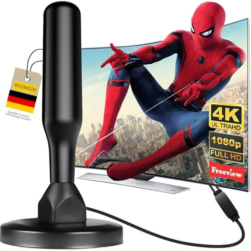 Antenne TV IntéRieur Puissante, Nouveau pour 2025 Antenne TNT IntéRieur Puissante, 360 DegréS sans Angle Mort-RéCeption Longue Distance 500km