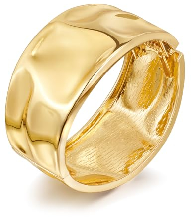 LILIE&WHITE Armreif Damen Gold, Breiter Armreif mit Wellenmuster, Stilvoller Schmuck für Alltag und Besondere Anlässe