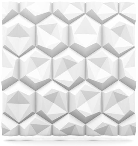 Deccart - 3D Wandpaneele 60x60 cm - Paneele Wand Wall Panels Deko Wandverkleidung Innen Panel Deckenverkleidung Decke Deckenpaneele Platten Styropor EPS-Polystyrol Hexagon 1.80 m², 5 Stück, weiß