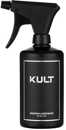 KULT Detergente per interni auto di alta qualità, 500 ml, per la pulizia di tutte le superfici degli interni dell'auto, con profumo di alta qualità e effetto nutriente per tessuti, plastica, pelle,