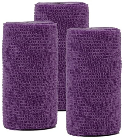 d3 Cohesive Bandage Compression Wrap Extra Wide Purple 100mm x 5 metres (3 Rolls) Sports Physio Joint Injury Support Strapping Horses, Dogs Pet & Vet Leg Wrap