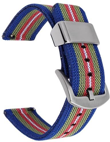Aoeiwv Elastic Fabric Nylon Watch Band 18mm 20mm 22mm 24mm Quick Release Waterproof Military Watch Straps Premium Nylon Elastic Replacement Band Strap for Men Women