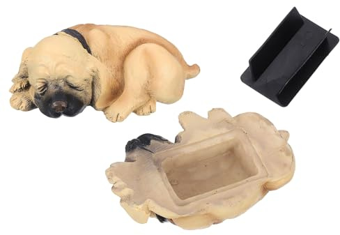 QUARKZMAN Schlüsselversteck für Draußen, Faux-Hund mit Geheimfach zum diskreten und sicheren Verstauen von Schlüsseln, Bargeld und Wertsachen, Beige