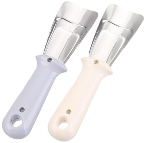 TOYANDONA Raschietto per Ghiaccio in Acciaio Inox 2 Pezzi Manico in Plastica, Pratico Accessorio da Cucina per Frigorifero e Congelatore, Uso Quotidiano in Cucina