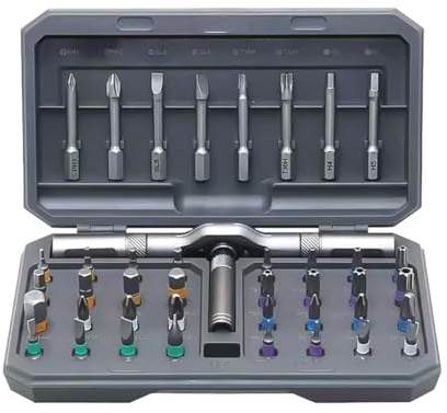 Enwye Jeu de tournevis à cliquet 42 en 1, kit d'outils de réparation multi-usages en acier au chrome vanadium haute dureté, noir