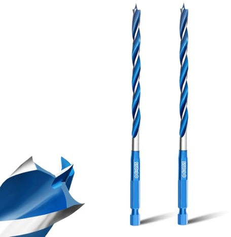 Teronbeta Wood Drill Bit 6mm x 155mm x 2pcs Professional 1/4 Inch Hex Shank Brad Point Auger Drill Bits for Wood