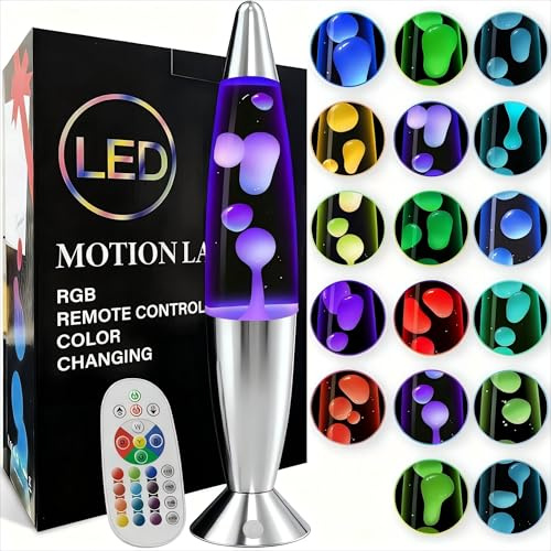 AONESY Lavalampe, lampade laviche per la gestione dello stress e relax, lampada retrò per la casa, 17 lampade laviche che cambiano colore con telecomando, per adulti e bambini, 40 cm, colore bianco