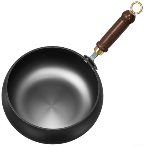 Järngryta med Big Belly-design, 26,5 cm handsmidd metallkastrull med överlägsen värmebehållning, non-stick för hushållsmatlagning, svart, mångsidig fo(A)