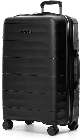 SISET Urban Wave Maleta de Viaje Mediana Expandible (68x44x25/30cm), Fabricada en Polipropileno, 4 Ruedas Dobles Silenciosas y Cerradura Combinación TSA. (Mediana), (86L), (3.6kg), (Negra).