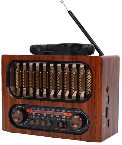 Bewinner Retro Bluetooth-högtalarradio, Bärbar AM FM SW Vintage Radio med Teleskopantenn, Uppladdningsbart 1200mAh Batteri för Hemma Bilresor Camping Utomhusbruk