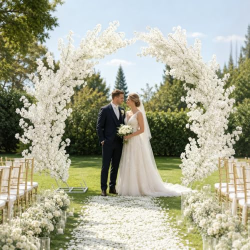 AUTUMFLATGAO Supporto per Mezzo Arco di Palloncini Set da 2, Arco per Palloncini in Metallo Bianco da 2,2 M, Struttura per Matrimonio, Decorazioni Floreali, Banchetto E Photo Booth