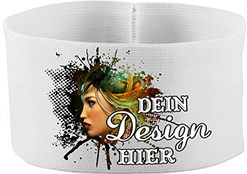 Unbekannt gummielastische Armbinde bedruckt mit IHREM INDIVIDUELLEM TEXT (Farbe weiss)