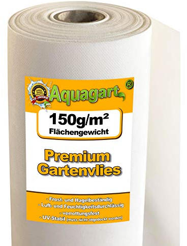 75 m aquagart trädgård fleece mot ogräs 150 g/m² I anti-ogräslia vattentät I ogräsbarriär för trädgård loftbädd växthus sandlåda I mulchfleece vit 2 m bred