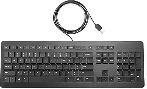 HP Z9N40AA Premium USB-Tastatur (Standard, Verkabelt, USB, Membran-Schlüsselschalter, Schwarz), QWERTZ Tastaur in Deutschland