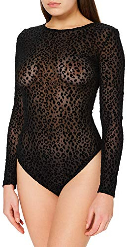 Urban Classics Ladies Flock Lace Body Couche (Base Layer), Noir, S Femme