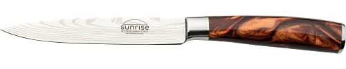 Rockingham Forge Sunrise Collection 5 Utility Knife, Stainless Steel with Resin Handles, Amber Brown
