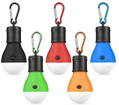 Flintronic Camping Lights, 5PCS LED Tent Lamp, 120 Lumens Camping Light Bulb, Tent Lantern with Clip Hook, Portable Emergency Light for Camping Hunting Hiking Fishing Mountaineering