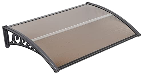 Auvent Transparent de Porte d'entree Marron Marquise de fenêtres en Polycarbonate, Marquise Solaire abri banne entrée Protection avec Support(60*100 cm Marron)