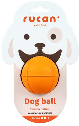 Rucan Dog Ball Pelota para Perros - Juguete Interactivo Indestructible - para Rellenar con Comida - Fabricado con Caucho Natural Muy Resistente - para Perros a Partir de 10 Kg (Normal, Naranja)