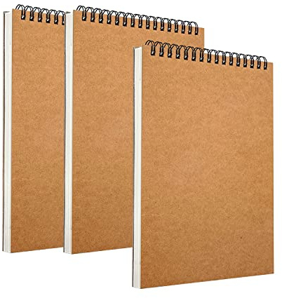 3Pack A5 Sketch Pad Sketch Books Spiral Bound Hardback160GSM Sketch Books Drawing Paper with Acid Free Art Books 60 Pages (A5-3Pack)