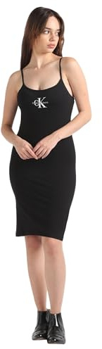 Calvin Klein Vestido para Mujer Monologo Tirantes Estrechos, Negro (CK Black), XL