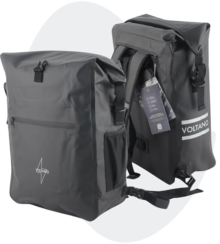 Voltano Fahrradtasche 28 Liter - Fahrradrucksack E-Bike - Fahrradtasche gepäckträger [Laptopfach] - Fahrradtasche wasserdicht [Quicklock-System] - Schwarz