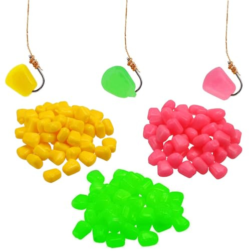 OriGlam 150pcs Simulation Fake Soft Baits Fake Corn Bait, 3 Colors Artificial Fake Corn Fishing Lure Carp Lures Baits, 3 Colors Mixed Fishing Lures