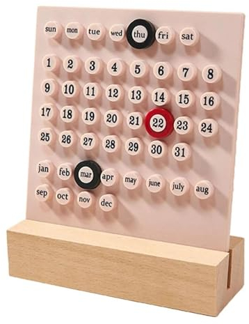 2024 Desktop-Kalender Holz-Tischkalender Ewiger Kalender Retro Zuhause Einzigartige Geschenke, Monats- und Datumsanzeige, Schreibtischdekorationen for das Büro (Color : D)