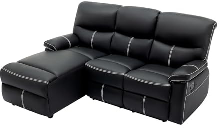 Vente-unique - Divano relax 4 posti Canby - similpelle - nero