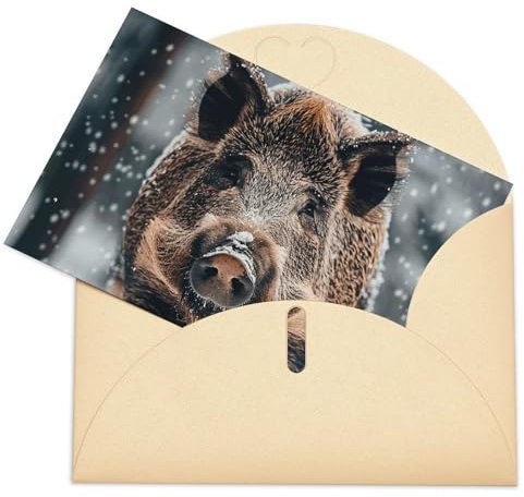 WSOIHFEC Grußkarten, Wildschwein, Blanko-Karten mit Umschlägen, Dankeskarten, Notizkarten, Happy Birthday Karten, Valentinstagskarten für Abschlussfeier, Hochzeit, Party, Einladungen, 10,2 x 15,2 cm