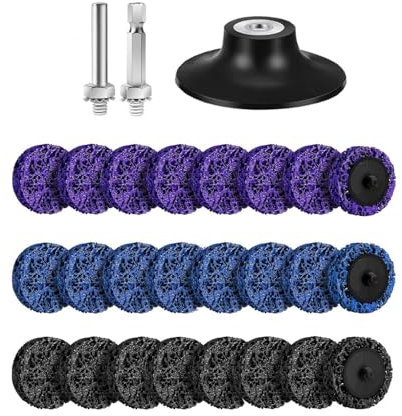 Disco abrasivo CSD, disco de limpieza grueso Juego de discos de limpieza de 50 mm Disco de tela de nailon Eliminación de pintura Pulido de óxido para amoladora angular (24 piezas)